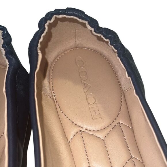 Coach Brandi Navy and Black Leather Slip On Ballet Flats Size 8.5 - Picture 9 of 10